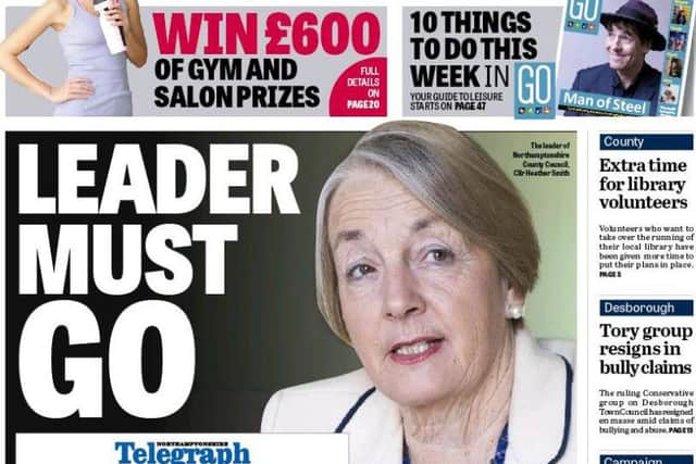 This week's front page of the Northamptonshire Telegraph