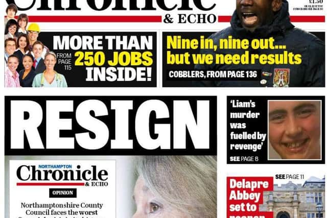 This week's front page of the Northampton Chronicle & Echo