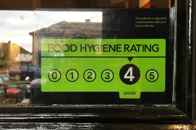 The food hygiene sticker arrived in the post yesterday and was instantly put on display