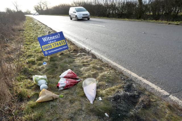 Flowers left at the scene of the crash