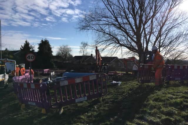The water main is currently cordoned off.