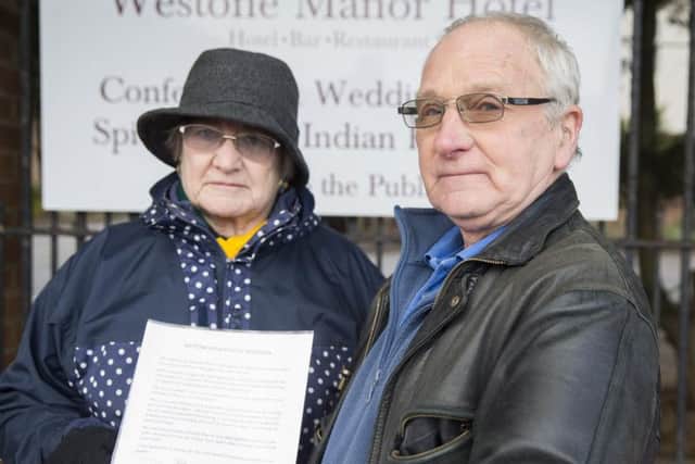 Sue and Dave Peck of Fir Tree Walk, have gathered 150 names on a petition after what they say is an unsightly extension to the Westone Manor Hotel.