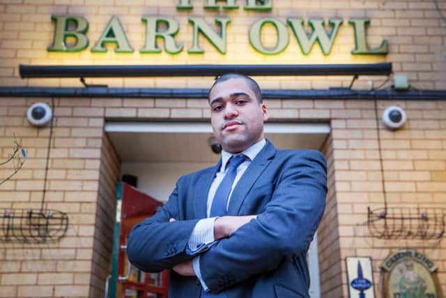Councillor James Hill outside the Barn Owl pub.
