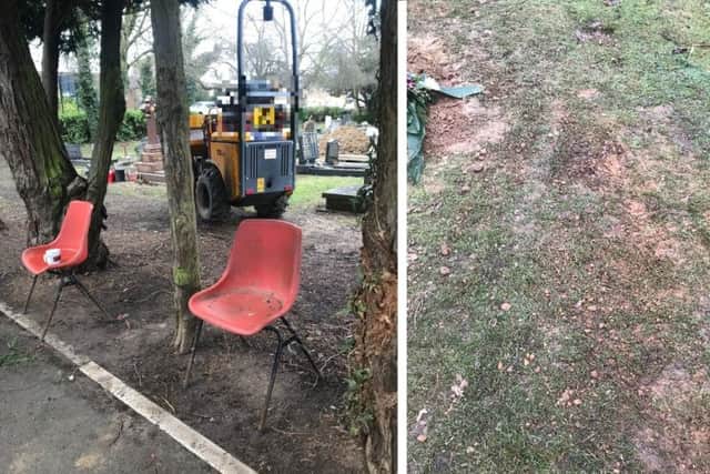 Kathleen believes tyre marks around the grave were left by an on-site digger.