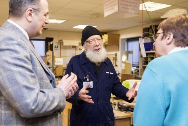 The MP, who has recently been named as libraries minister, spoke with The Men's Shed Group who have a workshop on site.