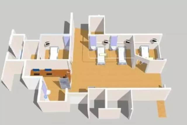 Architect drawings show the layout of the new emergency assessment bay.