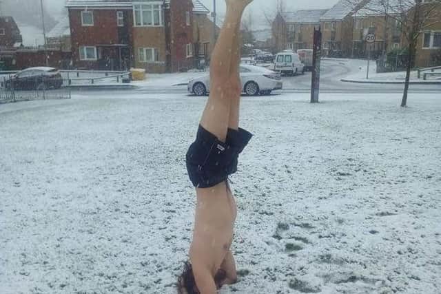 Daniel was recently spotted doing yoga in Storm Emma.