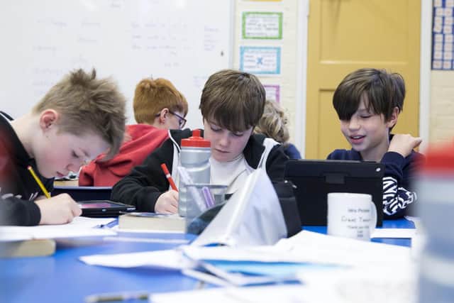 East Haddon Primary School children hard at work.