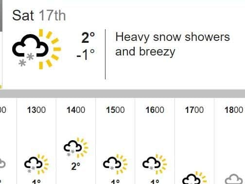 Heavy snow has been forecast for Saturday. Credit: BBC Weather