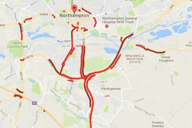 Correct at 18:10pm.
Credit to http://www.theaa.com/traffic-news/northampton%20uk/