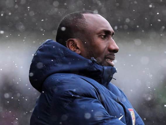 When it snows.... Jimmy Floyd Hasselbaink watches on as his side are emphatically dispatched by Rotherham United on Saturday. Picture by Sharon Lucey