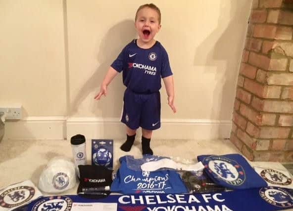 Buddy pictured with his gifts from Yokohama Tyres.