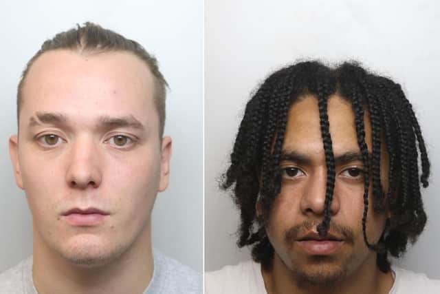 Chanze Nolan, left, leant out a rented car with a double-barreled shotgun and blasted an innocent teenager in the leg. Devonte Harris, right, was in the back seat.