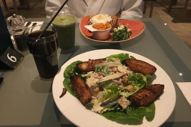 Ceasar salad and Croque Madame.