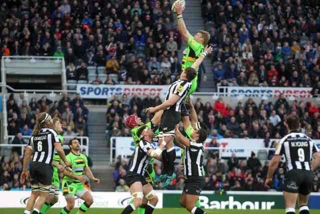 David Ribbans did his best to rule the skies at St James' Park
