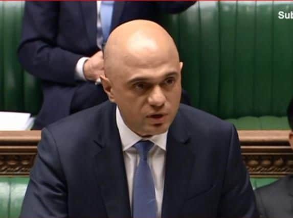 Sajid Javid speaking in the House of Commons earlier