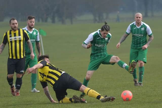 Sunday morning football action, as Swan & Helmet take on Pitsford Rangers (Picture: Dave Ikin)