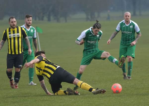 Sunday morning football action, as Swan & Helmet take on Pitsford Rangers (Picture: Dave Ikin)