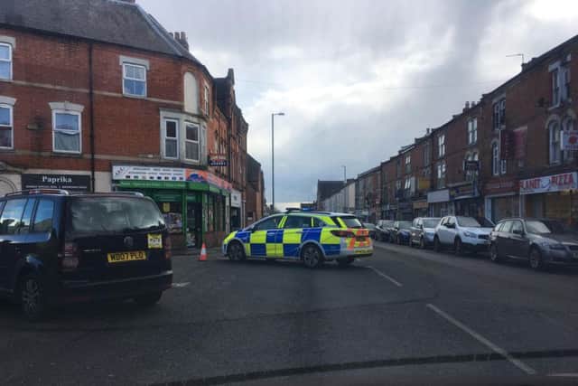 The scene on Kettering Road this afternoon.
