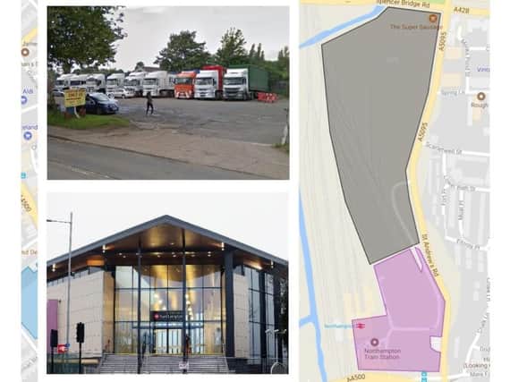 The Northampton Train Station car park and the nearby acres off St Andrew's Road could be developed into shops and houses.
