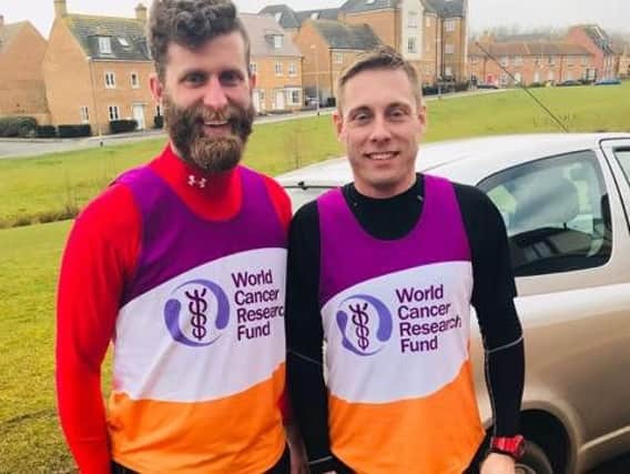 Postman James Radford and firefighter Carl Villiers, both from Corby, will be running in a range of events this month and next as part of their training for the London Marathon on April 22.