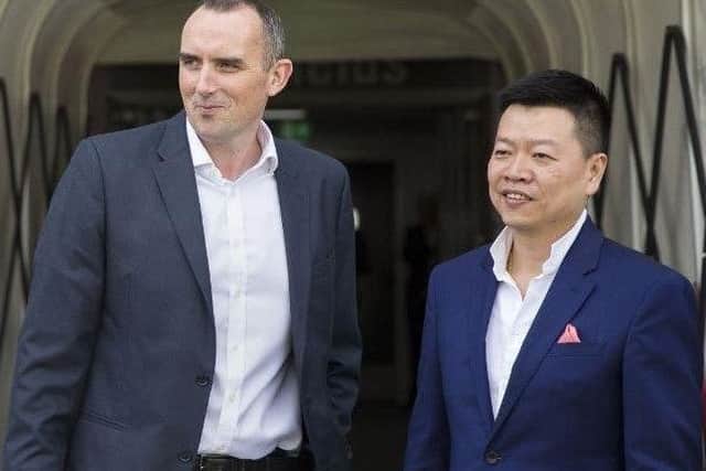 Cobblers chairman Kelvin Thomas with 5USport CEO Tom Auyeung