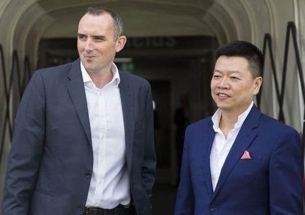 Cobblers chairman Kelvin Thomas with 5USport CEO Tom Auyeung