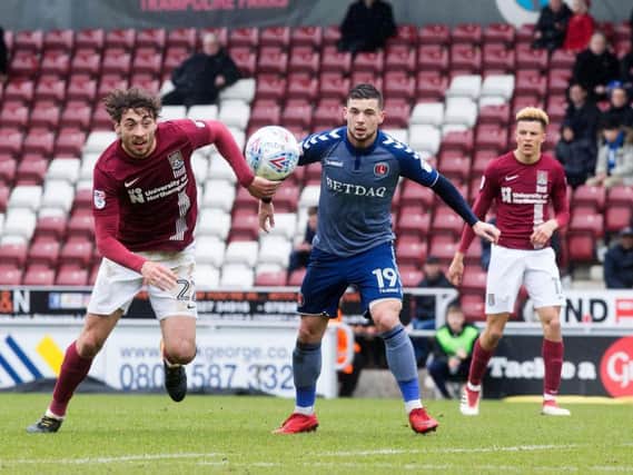 Matt Crooks has his eyes on the ball during the Cobblers' defeat to Charlton (Pictures: Kirsty Edmonds)