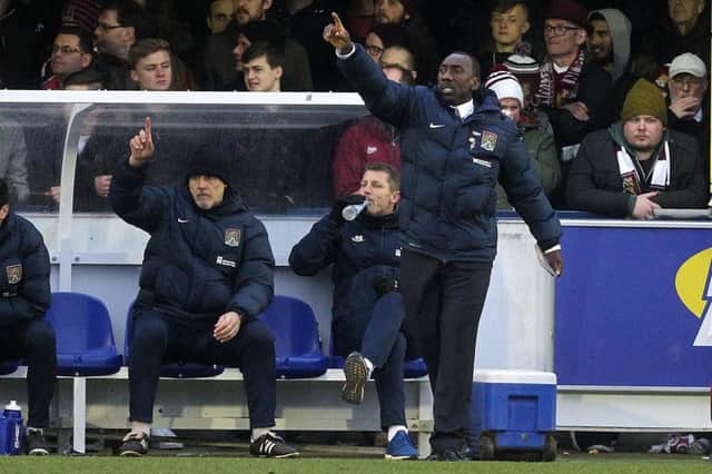 ANIMATED: Jimmy Floyd Hasselbaink was always full of emotion on the touchline during Cobblers games