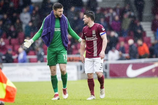 Frustrated: David Buchanan and Richard O'Donnell leave the pitch after Town's 4-0 defeat to Charlton on Good Friday. Pictures: Kirsty Edmonds