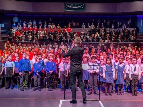 Pupils perform at the David Ross Education Trust Primary Music Festival
