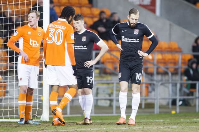 COSTLY MISSES: Strikers Chris Long and Kevin van Veen were guilty of missing chances when the score was 0-0 at Bloomfield Road, both denied by Blackpool goalkeeper Joe Lumley. Pictures: Kirsty Edmonds
