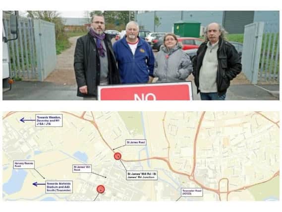 Above, campaigners in St James have been calling for a link road for seven years. The proposed route, below, has now been given the go-ahead.