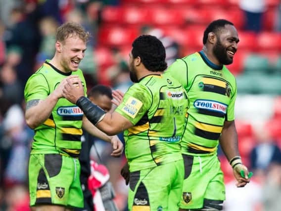 Mitch Eadie, Campese Ma'afu and Api Ratuniyarawa helped Saints to beat Leicester at Welford Road on Saturday (picture: Kirsty Edmonds)