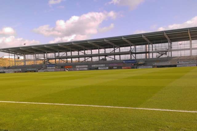 The east stand was left an empty shell after the development collapsed in 2015.