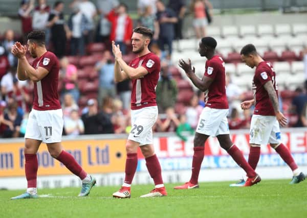 The Cobblers players enjoyed a lap of honour following their win over Plymouth on Saturday (Pictures: Sharon Lucey)