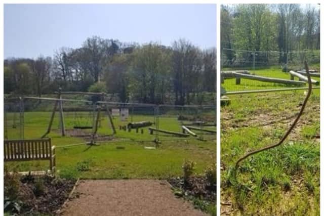 The park in Harcourt Way, Hunsbury, has been branded "dangerous and unfinished" by residents.