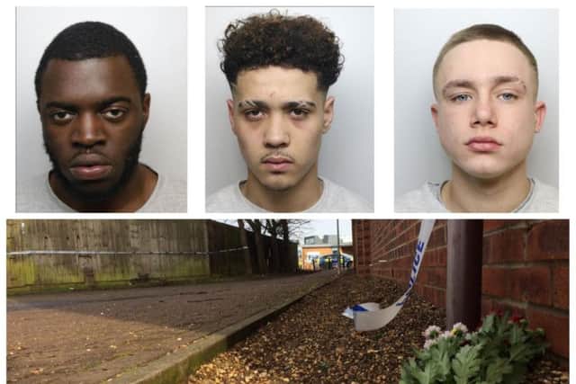 These three young men and another 17-year-old were found guilty of killing Northampton teenager Liam Hunt.