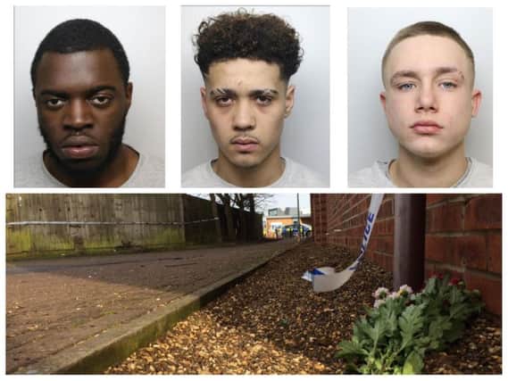These three young men and another 17-year-old were found guilty of killing Northampton teenager Liam Hunt.