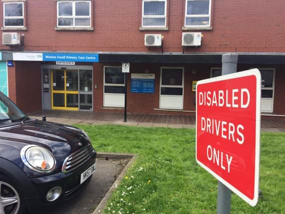 Only two disabled spaces have been left for all 30,000 patients at Weston Favell Health Centre.