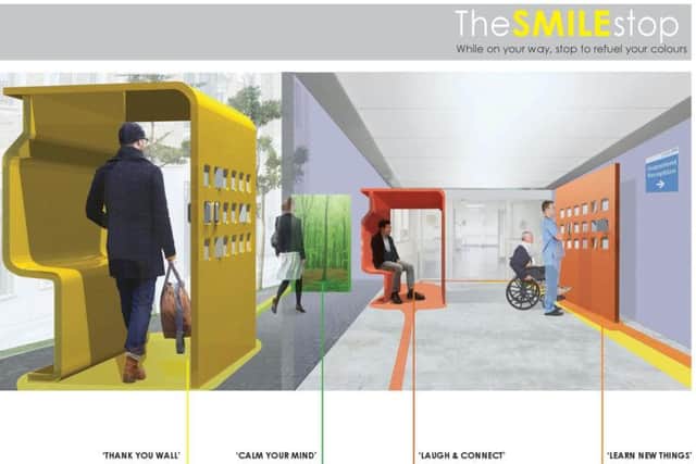 Ivana's original designs for the SmileStop breaks for busy medical staff.