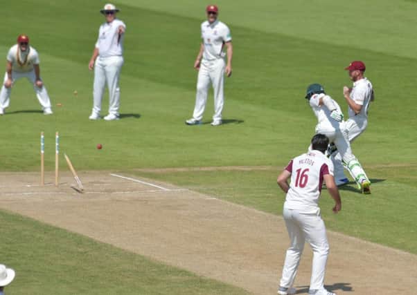 Pakistan's Azhar Ali is run out at the County Ground on Sunday (Pictures: Dave Ikin)