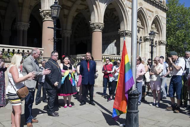 Northampton's first Pride event was marked with a flag raising ceremony at the Guildhall.