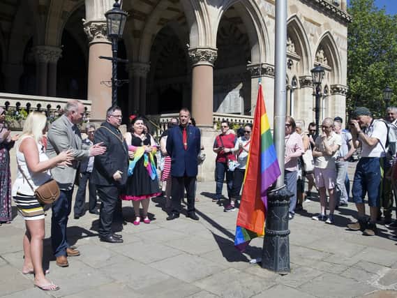 Northampton's first Pride event was marked with a flag raising ceremony at the Guildhall.
