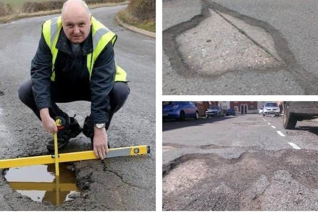 Mr Pothole with some of the county's defects.