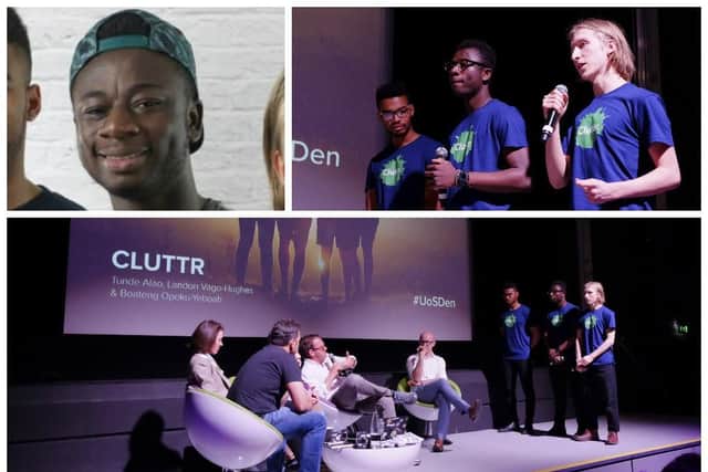 Boateng Opoku-Yeboahtook took the stage with fellow Cluttr co-founders Tunde Alao and Landon Vago-Hughes