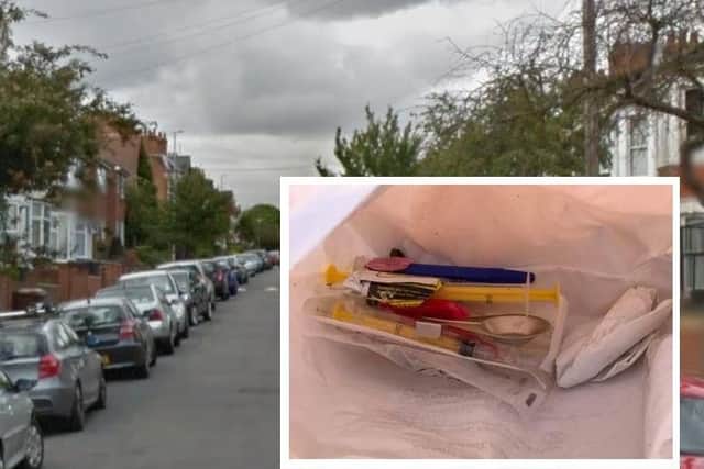 Parents were shocked to find the bag of needles lying on the pavement in a Northampton neighbourhood.