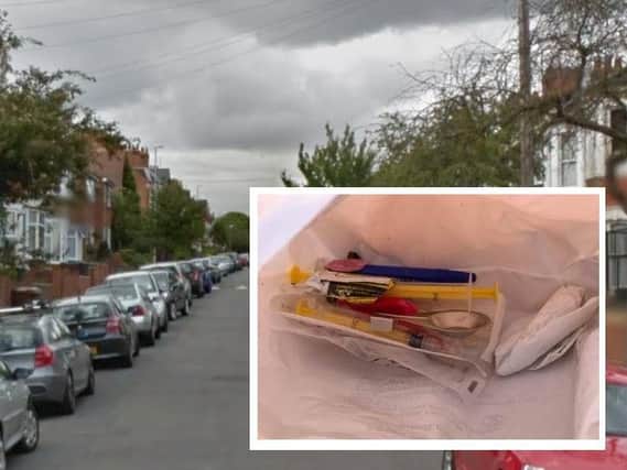 Parents were shocked to find the bag of needles lying on the pavement in a Northampton neighbourhood.
