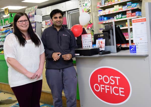Pictured is Nicki Whatton, left, and postmaster Ash Odedra

Official opening of Park Square Post Office, Northampton, by the Mayor of Northampton Councillor Gareth Eales.

Date: May 14, 2018 NNL-180516-162625001