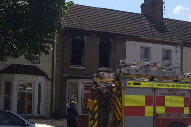 One fire engine is still at the scene in Far Cotton.